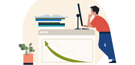 illustration of a person studying a computer