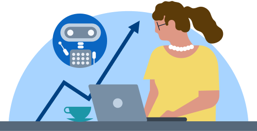 Illustration of person working on their laptop.