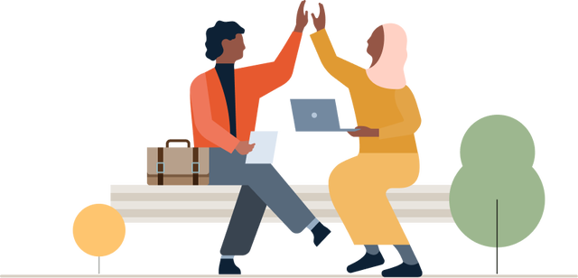 illustration of two people celebrating reaching their goals