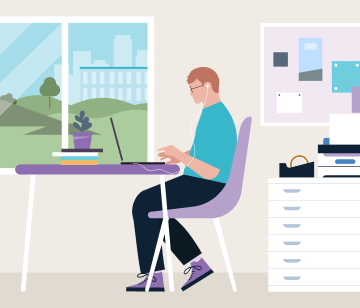 Illustration of professional working on a laptop