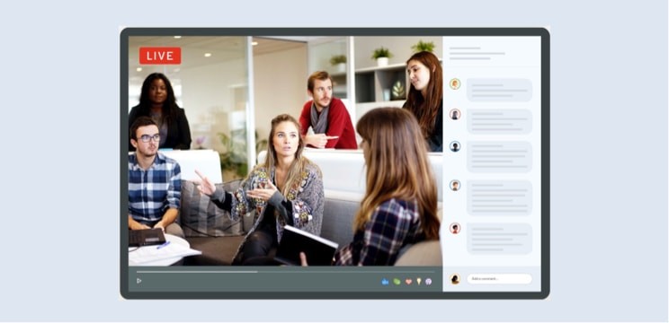 Example of LinkedIn Live broadcast on a tablet screen