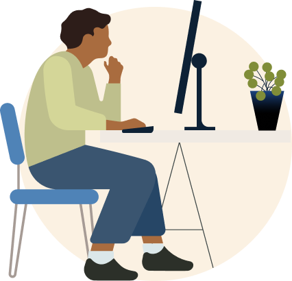 illustration of someone studying on a computer