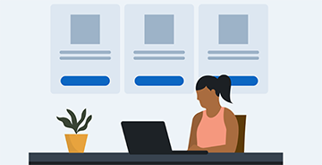 Illustration of a professional looking at job posts