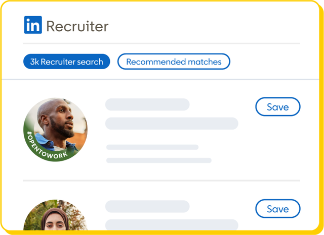 Online recruiter interface showing candidate search results