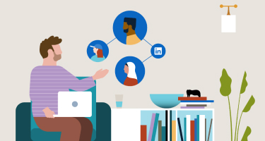 Illustration of a professional working on a laptop