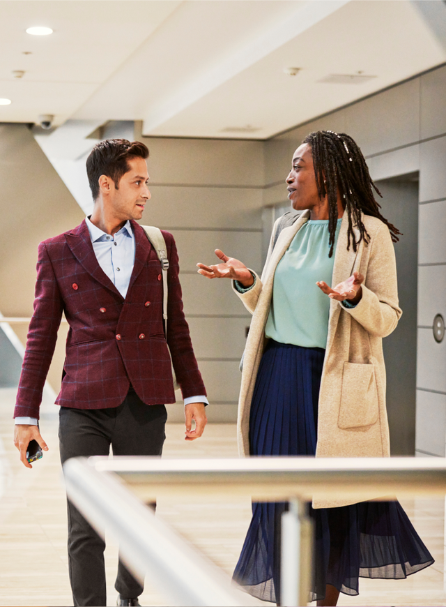 Image of two professionals chatting