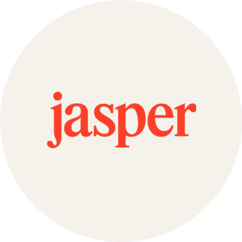 Jasper wordmark in red on cream background