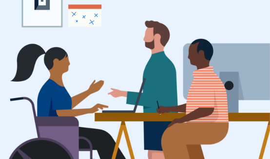 Illustration of a team working together