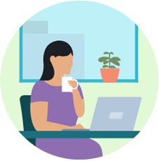 An icon representing a person using a computer