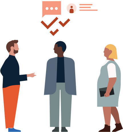 illustration de trois personnes en train de parler entre elles