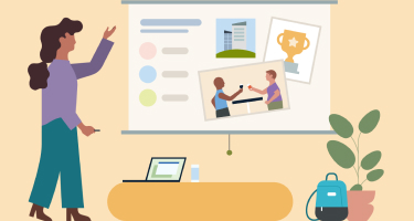 Illustration of a professional giving a presentation