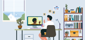 illustration of two people on a video call