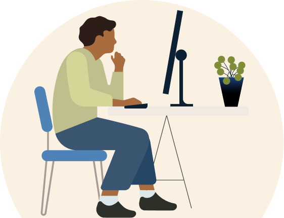 Illustration of professional working on a laptop