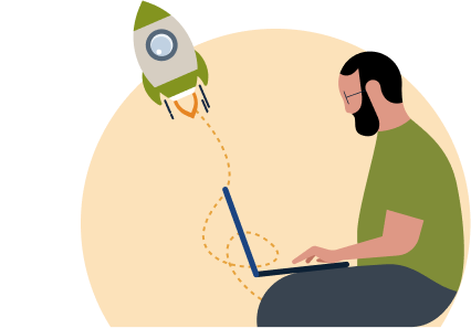 Illustration of a person using a laptop