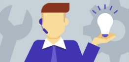 Illustration of man holding light bulb