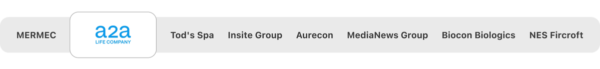 MERMEC, A2A, Tod's Spa, Insite Group, Aurecon, MediaNews Group, Biocon Biologics e NES Fircroft