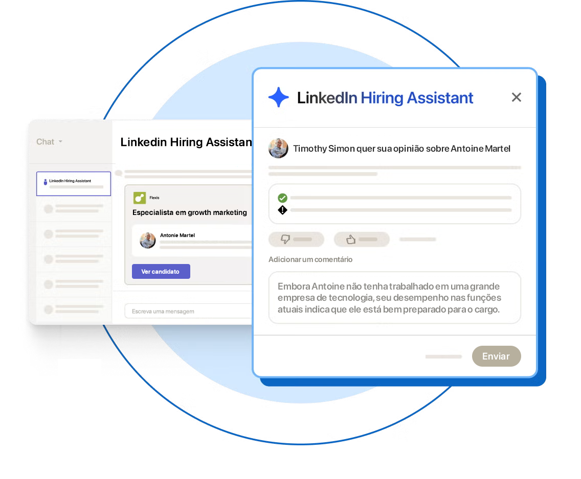 Interface do LinkedIn Hiring Assistant