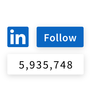 LinkedIn Logo with Follow button to show number of followers, 5,935,748