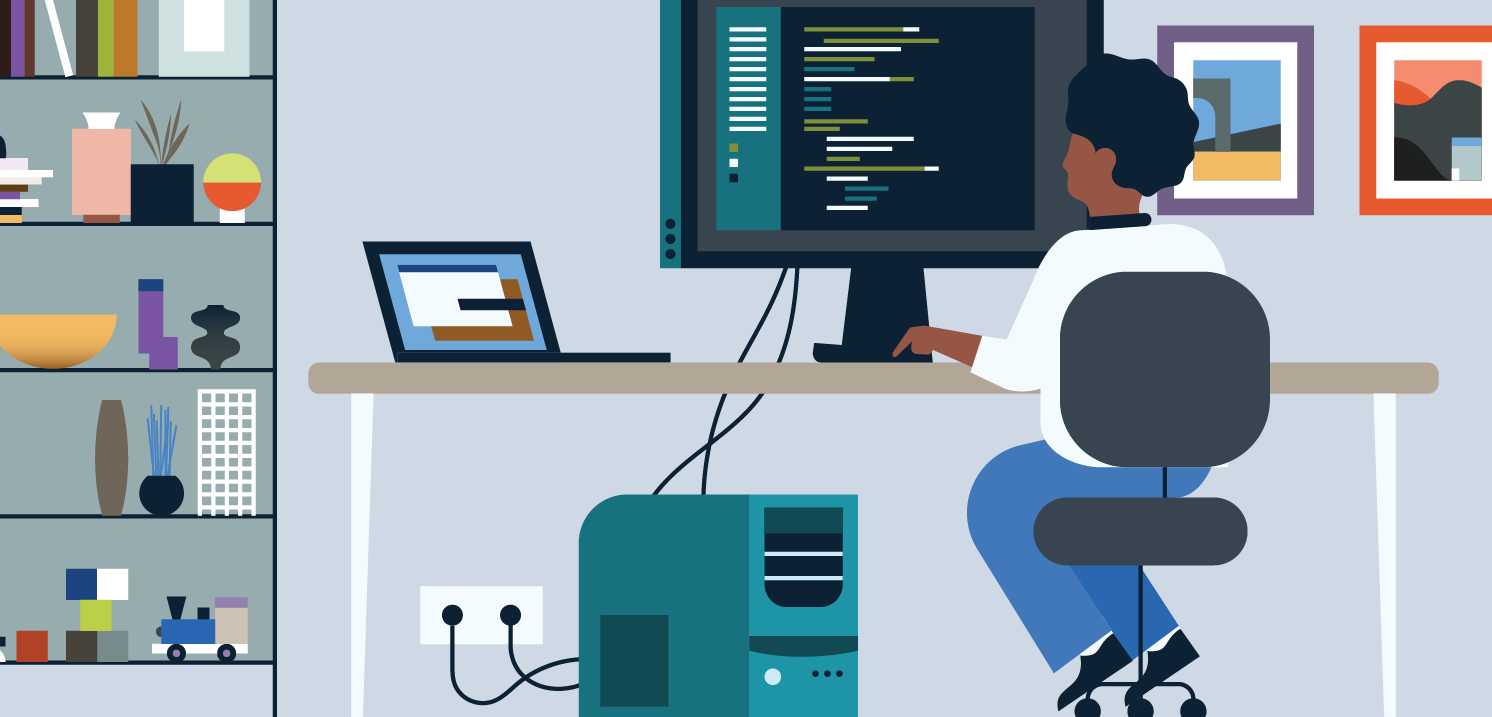 Man sitting at computer