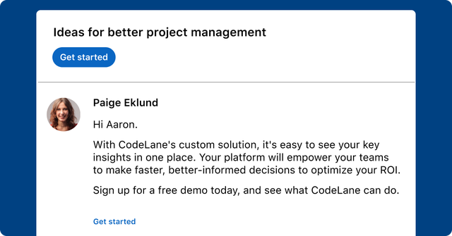 Professional project management outreach email mockup