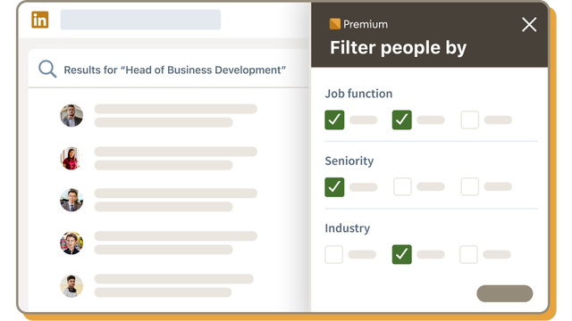 LinkedIn UI of easily searching