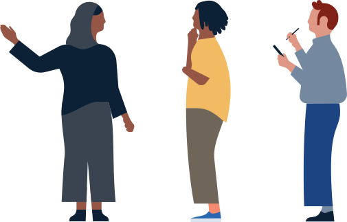 illustration de trois personnes en train de parler entre elles