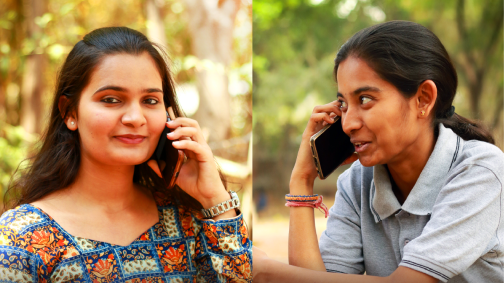 Image of two individuals on the phone with each other