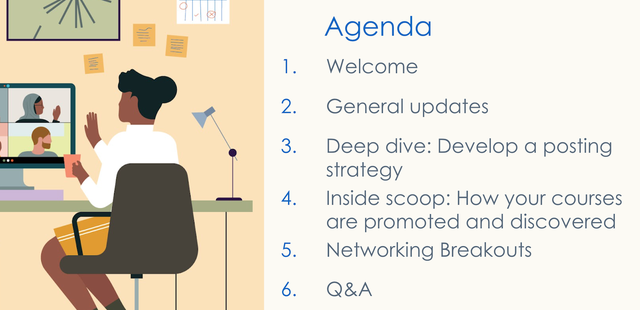 Agenda slide for all-hands meeting