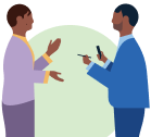 illustration of two people in a discussion
