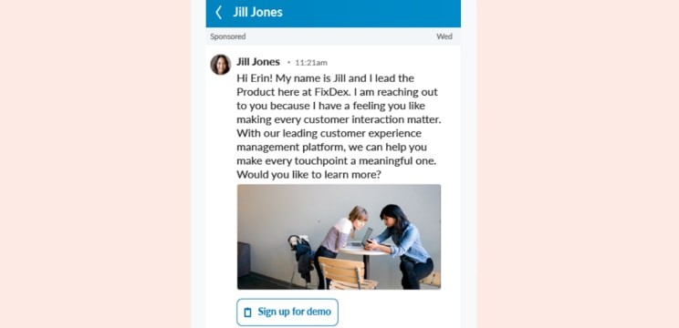 Example of a Message Ad on LinkedIn
