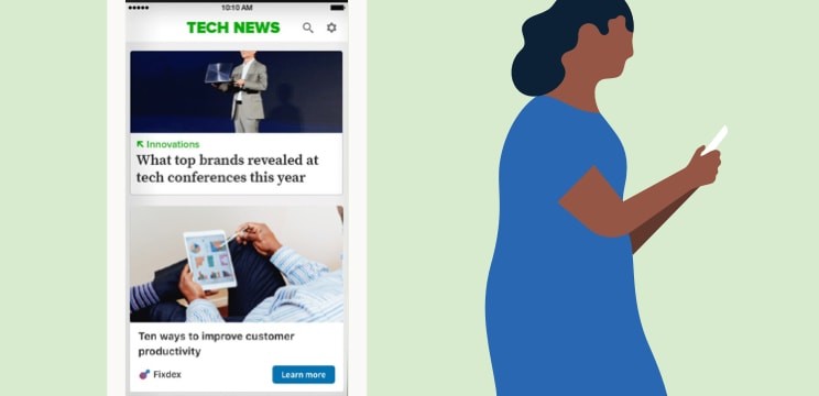 Screenshot of Tech News with a person on their phone