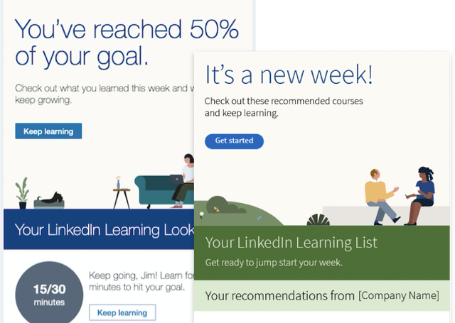 Screenshot of new learner engagement emails