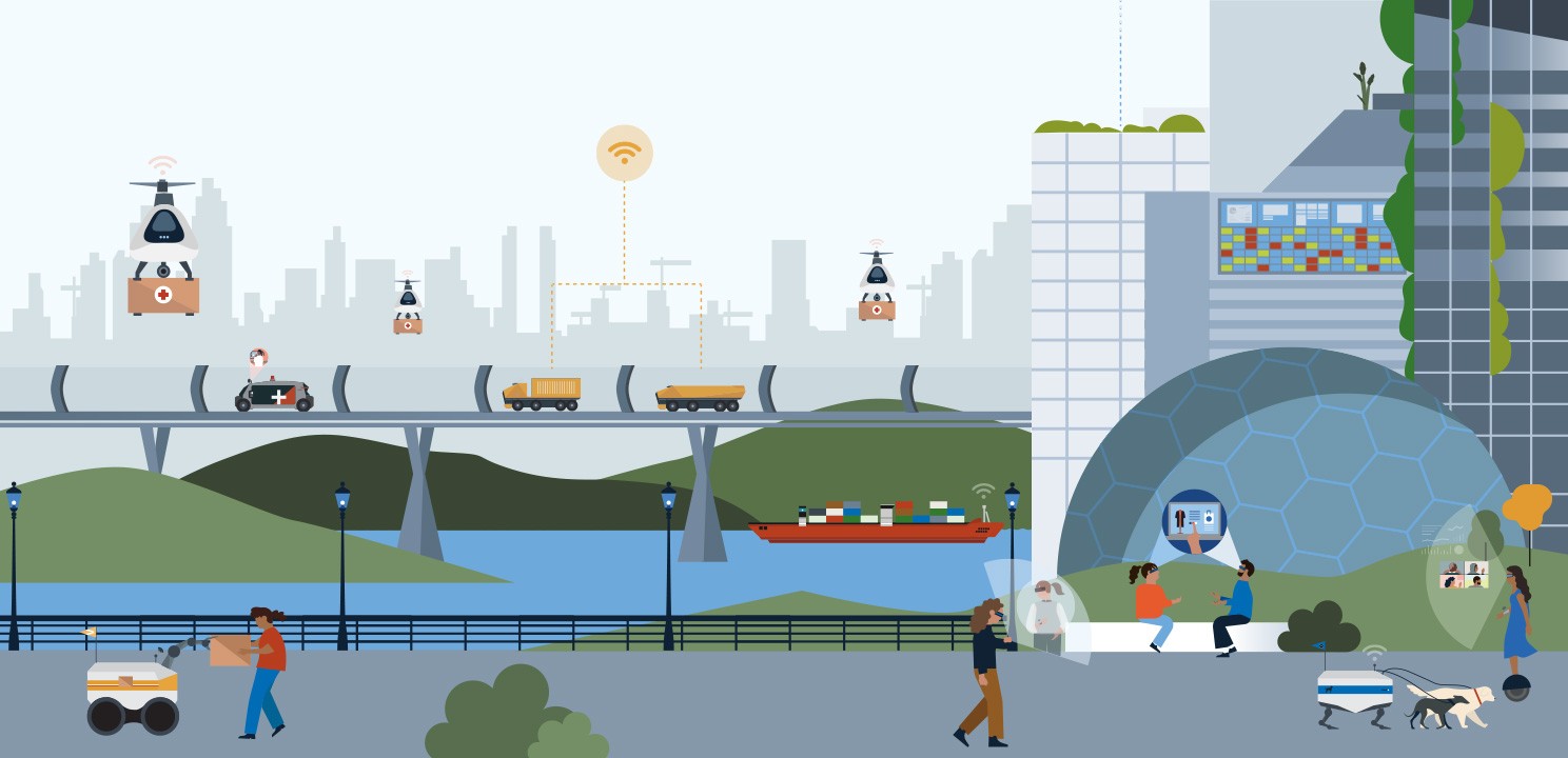 An illustration of a futuristic environment