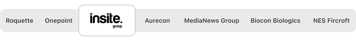 Roquette, Onepoint, Insite. group, Aurecon, MediaNews Group, Biocon Biologics, and NES Ficoft