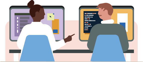 Illustration of professional working on a reskilling initiative