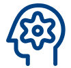 Icon of an individual with a gear in mind.