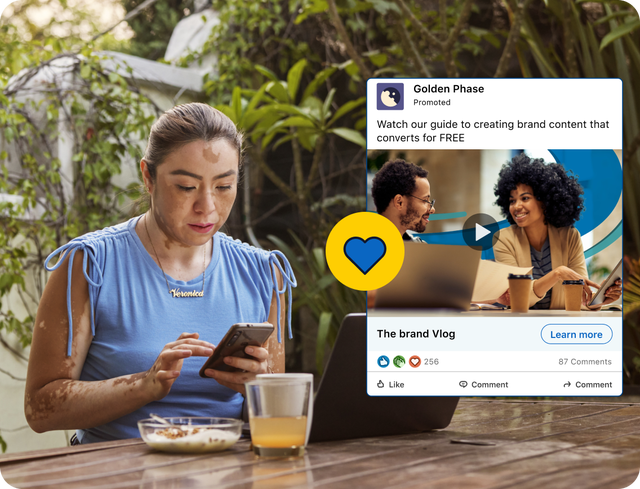 Woman engages with promoted social media video