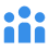 Blue group icon with three people figures