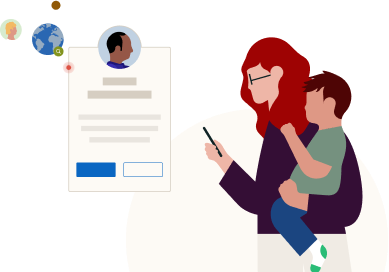 illustration of a person checking messages from home.