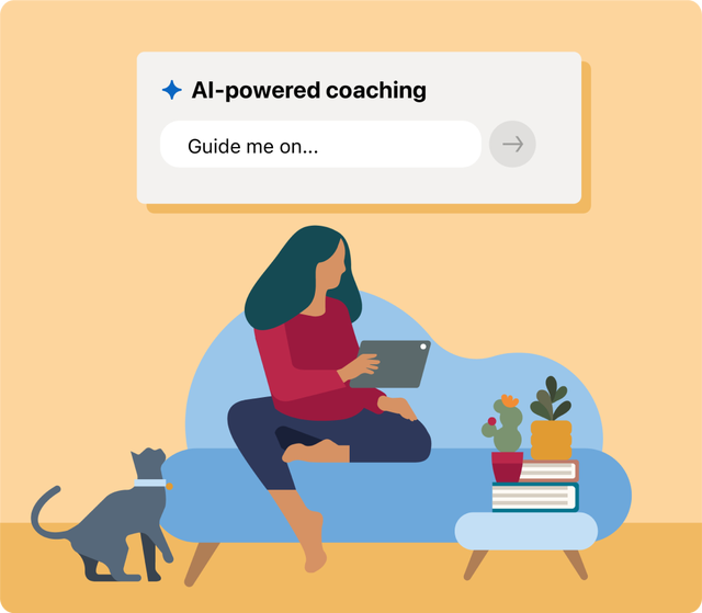 Person on their sofa using AI-powered coaching.