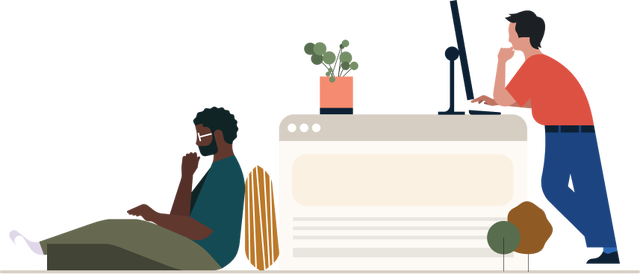 illustration of a couple of people studying in relaxed poses