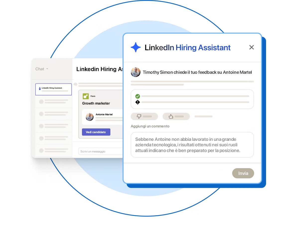 Interfaccia di LinkedIn Hiring Assistant