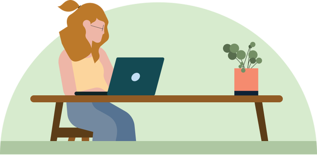 Illustration of a person working on a laptop