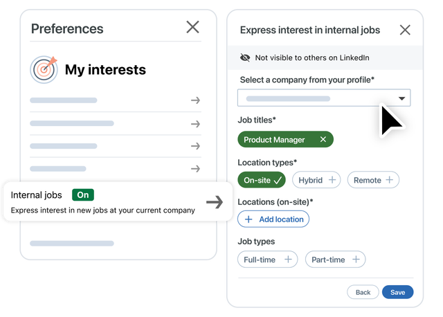 Interested Internal Candidates product UI screen.