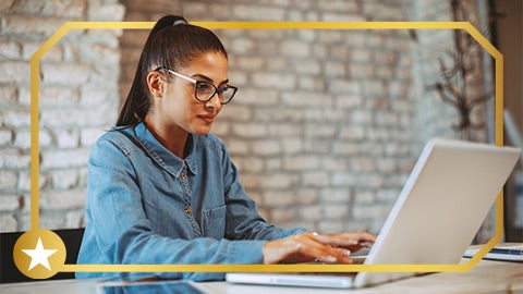 Woman working on laptop