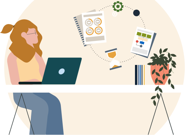 illustration of a person working on a laptop