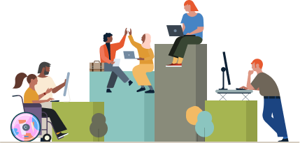 Illustration of several groups learning together