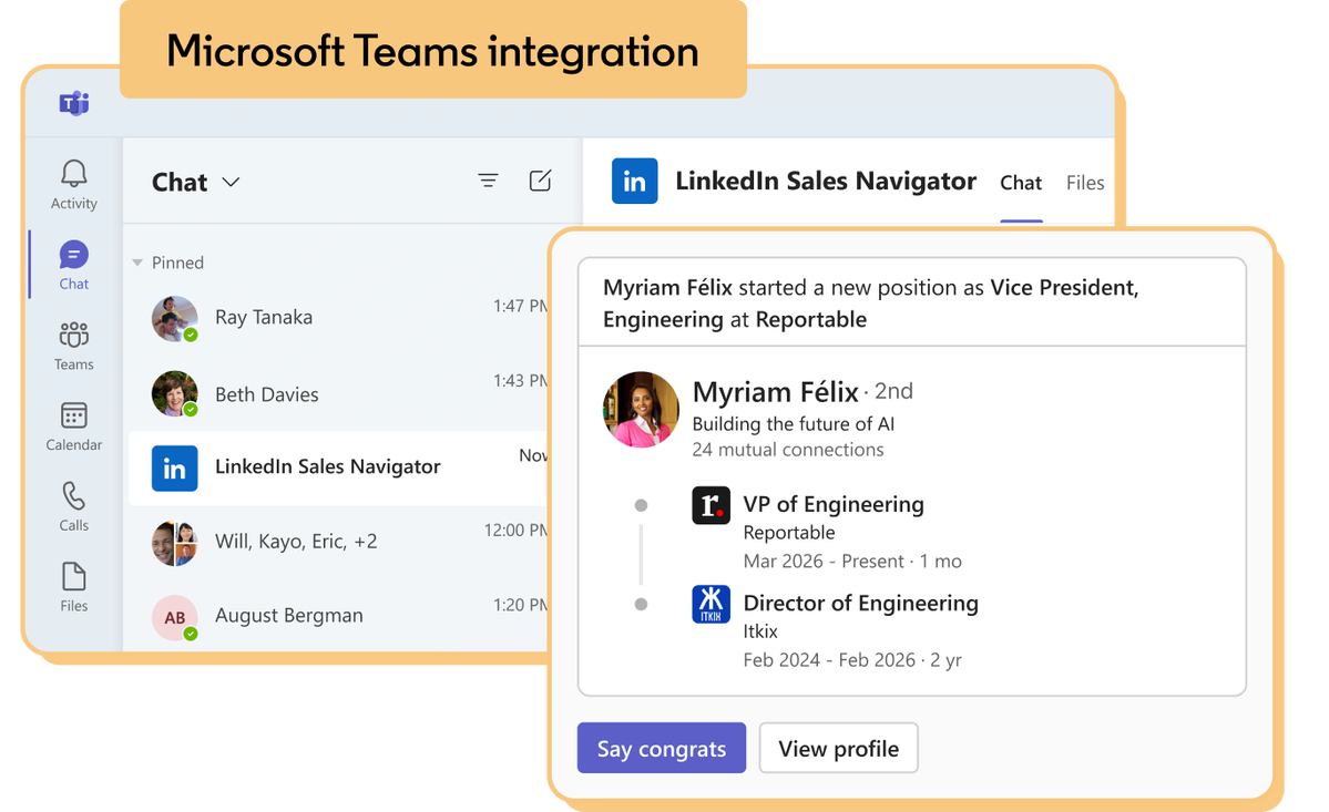 Sales Navigator for Microsoft Teams.