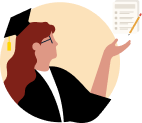 Image of individual in a cap and gown holding a piece of paper