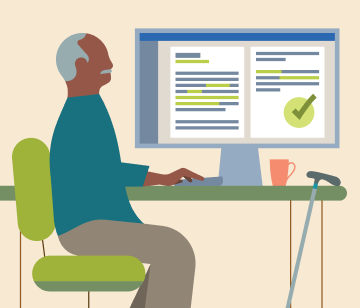 Illustration of professional working on a desktop